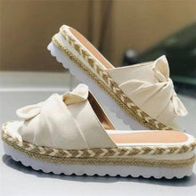 Load image into Gallery viewer, Women Summer Platform Mid Heels Bow Tie Open Toe Fashion Slides Beach Outdoor Shoes Knotted Bow Flat Footbed Sandals For Ladies Open Toe Casual Summer Slide Sandals
