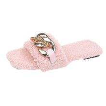将图片加载到图库查看器，Women Summer Slipper Square Toe Chain Slippers Slip On Flat Slide Sandals Beach Flip Flops Casual Shoes Woman Heel Shoes Open Toe Slip On Dress Backless Heels Slides Slippers
