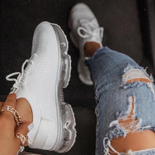 将图片加载到图库查看器，Women Trendy Sneakers Fashion Cushion Lace Up Running Sport Sneakers Outdoor Sport Shoes Spring Summer Couple Cushion Flats Training Running Breathable Sneakers
