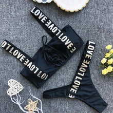 Load image into Gallery viewer, Women  Two Piece Swimsuit Push Up Bikini Swimsuit For Women Two Piece High Waist Crisscross Halter Bikini Letter Printed Bathing Suits 2 Piece Bikini Luxury Bikini Set Sports Swimwear Swimsuit Backless Beachwear Bathing Suit
