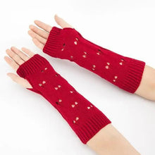 Load image into Gallery viewer, Women Vintage Gloves Hand Warmer Winter Gloves Women Arm Heart Mitten Warm Fingerless Gloves
