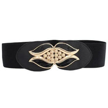 将图片加载到图库查看器，Women Vintage Stretch Belt Unique Black Elastic Design Stretchy Luxury Waistband Stylish Women Waist Belts
