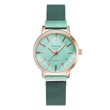 Load image into Gallery viewer, Women Watches New Luxury Fashion Quartz Ladies Watch Clock Rose Gold Diamond Dial Dress Casual Wristwatch Quartz Movement Girls Ladies Wristwatch Big Face Mesh Belt Watch And Bracelet Set
