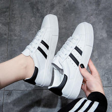 将图片加载到图库查看器，Women White Casual Shoes Casual Women Sneakers Flats Girl Breathble Vulcanized Shoes Lace Up White Casual Style Comfortable Sneakers Eco Leather Street Sneakers

