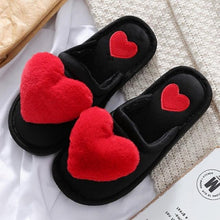 将图片加载到图库查看器，Women Winter Heart Shoes Woman Slides Plush Home Slippers Indoor House Shoes Winter Warm Fur Slippers With Embroidered Heart Details Soft And Warm House Slippers With Cushioned Insole
