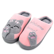 Load image into Gallery viewer, Women Winter Home Fur Slippers Cat Non-Slip Soft Warm House Indoor Bedroom Men Couples Memory Foam Floor Shoes Fluffy Slippers For Women Indoor Warm Furry Bedroom Slippers With Non Slip Outsole
