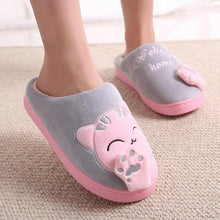 Load image into Gallery viewer, Women Winter Home Fur Slippers Cat Non-Slip Soft Warm House Indoor Bedroom Men Couples Memory Foam Floor Shoes Fluffy Slippers For Women Indoor Warm Furry Bedroom Slippers With Non Slip Outsole
