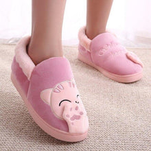 将图片加载到图库查看器，Women Winter Home Slippers Cat Shoes Non-Slip Soft Winter Warm House Slippers Indoor Bedroom Couples Shoes Womens Slippers Slip On Memory Foam House Outdoor Indoor Warm Fuzzy Plush Slippers
