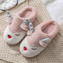 Load image into Gallery viewer, Women Winter Home Slippers Deer Elk Non-Slip Soft Warm House Shoes Men Indoor Bedroom Elk Slippers Warm Animal Slippers Winter Fleece Plush Home Slippers With Non-Skid Rubber Sole
