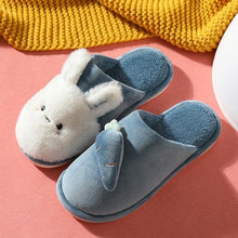 将图片加载到图库查看器，Women Winter House Fur Slippers Warm Cotton Rabbit Shoes Indoor Bedroom Women Men Furry Slides Cotton Home Slippers Soft Fleece Plush House Warm Comfortable Slippers
