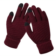将图片加载到图库查看器，Women Winter Modern Touchscreen Gloves Thicken Warm Knitted Stretch One Size Gloves Full Finger Outdoor Skiing Gloves
