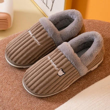 Load image into Gallery viewer, Women Winter Slippers Female Plush Thick Bottom Home Cotton Shoes Non-Slip Comfortable Indoors Flats Men's Plush Fleece Lined House Shoes Indoor Outdoor Anti-Skid Rubber Sole
