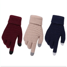将图片加载到图库查看器，Women Winter Touch Screen Gloves Thicken Warm Knitted Stretch Gloves For Winter Wool Full Finger Outdoor Skiing Gloves Unisex Winter Gloves Women Touch Screen Gloves Knitted Gloves for Girls Stylish Winter Gloves

