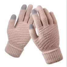 将图片加载到图库查看器，Women Winter Touch Screen Gloves Thicken Warm Knitted Stretch Gloves For Winter Wool Full Finger Outdoor Skiing Gloves Unisex Winter Gloves Women Touch Screen Gloves Knitted Gloves for Girls Stylish Winter Gloves
