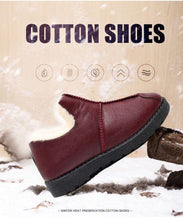 Load image into Gallery viewer, Women Winter Warm Luxury Shoes Waterproof Plush Leather Cotton Shoes Daily Home Non-slip Soft Sole Plush Lining Shoes Warm Fur Lined Booties Lace Up Flat Platform Elegant Comfortable Black Shoes
