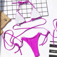 Load image into Gallery viewer, Women Wrap Around String Bikini Female Swimsuit Women Swimwear Women's Straps Halter Cross Front High Cut Adjustable 2 Pieces Bikini Set Swimsuit Two-pieces Lace Up Bikini Set Bathing Swim Suit

