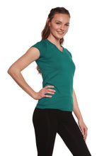 Load image into Gallery viewer, Women's Bamboo Viscose/Cotton V-Neck Cap Sleeve T-Shirt
