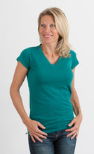 Load image into Gallery viewer, Women's Bamboo Viscose/Cotton V-Neck Cap Sleeve T-Shirt
