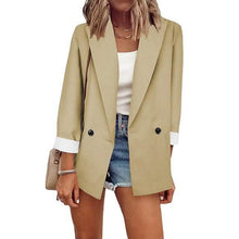 Load image into Gallery viewer, Women's Basic Double Breasted Solid Colored Blazer

