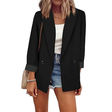 Load image into Gallery viewer, Women's Basic Double Breasted Solid Colored Blazer
