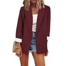 Load image into Gallery viewer, Women's Basic Double Breasted Solid Colored Blazer
