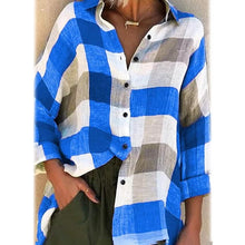 将图片加载到图库查看器，Women's Basic Loose Checkered Long Sleeve Shirt
