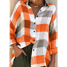 将图片加载到图库查看器，Women's Basic Loose Checkered Long Sleeve Shirt
