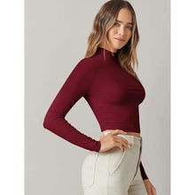 将图片加载到图库查看器，Women's Basic Mock Neck Long Sleeve Top
