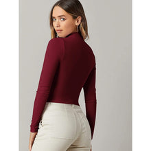 将图片加载到图库查看器，Women's Basic Mock Neck Long Sleeve Top
