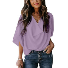 将图片加载到图库查看器，Women's Blouse Plain V Neck Basic Tops
