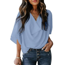 将图片加载到图库查看器，Women's Blouse Plain V Neck Basic Tops
