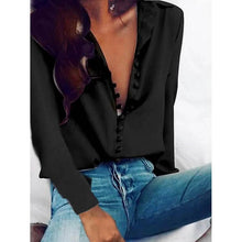 Load image into Gallery viewer, Women's Blouse Shirt Solid Colored Long Sleeve Button V Neck Basic Tops
