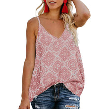 Load image into Gallery viewer, Women's Boho Floral V Neck Spaghetti Straps Tank Top Summer Sleeveless Shirts Blouse
