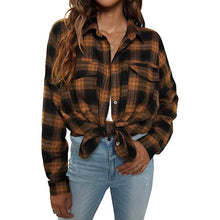 Load image into Gallery viewer, Women's Button Flannel Shirt Plaid Long Sleeve Top
