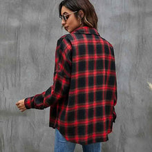 Load image into Gallery viewer, Women's Button Flannel Shirt Plaid Long Sleeve Top

