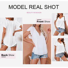 Load image into Gallery viewer, Women's Casual Boho V Neck Tops Drawstring T Shirt
