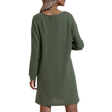 将图片加载到图库查看器，Women's Casual Dresses V-Neck Buttoned Hip Knitted Dresses
