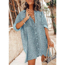 Load image into Gallery viewer, Women's Casual Leopard Print Shirt Dress
