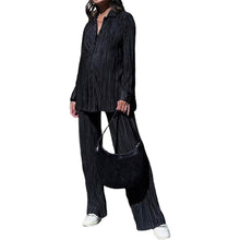 Load image into Gallery viewer, Women's Casual Long Sleeve Button Blouse Top Wide Leg Loose Streetwear Loungewear
