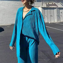 Load image into Gallery viewer, Women's Casual Long Sleeve Button Blouse Top Wide Leg Loose Streetwear Loungewear
