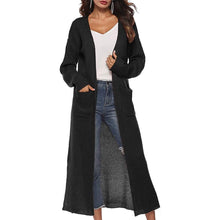 Load image into Gallery viewer, Womens Casual Long Sleeve Split Open Cardigan Knit Long Cardigan Sweaters with Pockets

