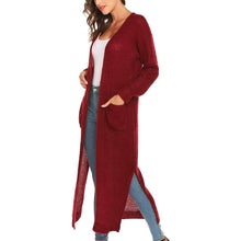 Load image into Gallery viewer, Womens Casual Long Sleeve Split Open Cardigan Knit Long Cardigan Sweaters with Pockets
