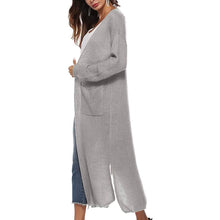 Load image into Gallery viewer, Womens Casual Long Sleeve Split Open Cardigan Knit Long Cardigan Sweaters with Pockets
