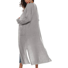 Load image into Gallery viewer, Womens Casual Long Sleeve Split Open Cardigan Knit Long Cardigan Sweaters with Pockets
