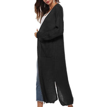 Load image into Gallery viewer, Womens Casual Long Sleeve Split Open Cardigan Knit Long Cardigan Sweaters with Pockets
