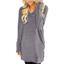 Load image into Gallery viewer, Womens Casual Long Sleeves Solid V-Neck Tunics Shirt Tops with Pockets
