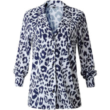Load image into Gallery viewer, Womens Casual Tops V Neck Leopard Tunic Long Sleeve Button Down Shirts Top
