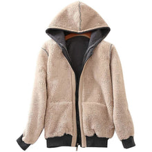 Load image into Gallery viewer, Women's Casual Winter Warm Sherpa Lined Zip Up Hooded Sweatshirt Jacket
