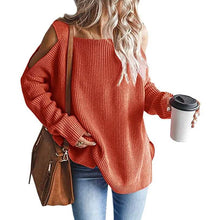 Load image into Gallery viewer, Women's Cold Shoulder Batwing Chunky Knitted Tunic Tops
