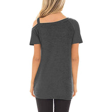 将图片加载到图库查看器，Women's Cold Shoulder Tops Summer Short Sleeve Casual Twist Knot Blouse T-Shirt

